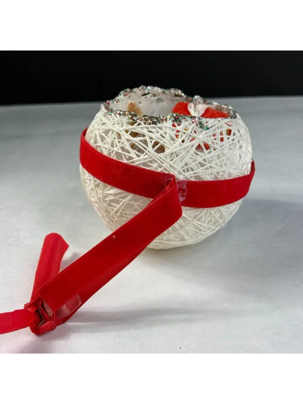 Vintage Diorama Egg String Christmas Ornament Blow Mold Reindeer